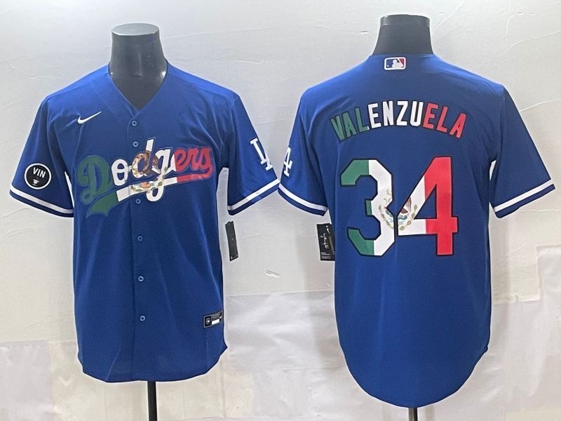 Men 2025 Los Angeles Dodgers 34 Valenzuela Blue Nike MLB Jersey style 7157